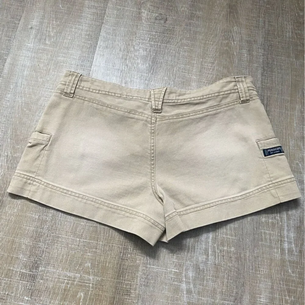 Vintage Periscope Y2K Khaki Cargo Shorts Low Rise Utility Mini Shorts 11 Bratz